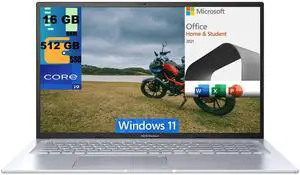 ASUS Vivobook 17X Laptop, 17.3" FHD Display, Intel Core i9-13900H 14 cores Processor, Intel Iris Xe graphics, 16GB DDR4  512GB PCIe SSD, Wi-Fi 6E, Windows 11,Microsoft Office License