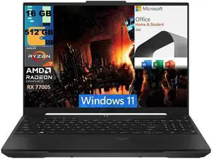 ASUS TUF A16 Gaming Laptop, 16" FHD+ 165Hz, AMD Octa-core Ryzen 7 7735HS Processor, AMD Radeon RX 7700S 8GB Graphic, 16GB DDR5  512GB PCIe SSD, Backlit KB, Windows 11,Microsoft Office License