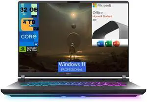 ASUS ROG Strix G16 Gaming Laptop, 16" FHD+ 165Hz, Intel Core i7-14650HX 16 Cores Processor, RTX 5060 8GB Graphics, 32GB DDR5  4TB  PCIe SSD, Wi-Fi 7, Windows 11 Pro,Microsoft Office License