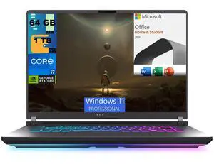 ASUS ROG Strix G16 Gaming Laptop, 16" FHD+ 165Hz, Intel Core i7-14650HX 16 Cores Processor, RTX 5060 8GB Graphics, 64GB DDR5  1TB PCIe SSD, Wi-Fi 7, Windows 11 Pro,Microsoft Office License