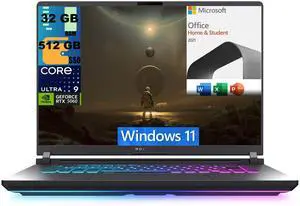 ASUS ROG Strix G16 Gaming Laptop, 16" 2.5K 240Hz, Intel Core Ultra 9 275HX 24 Cores Processor, GeForce RTX 5060 8GB GDDR7, 32GB DDR5  512GB PCIe SSD, Wi-Fi 7, Windows 11,Microsoft Office License
