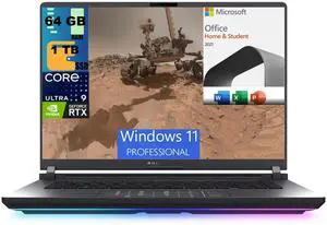 ASUS ROG Strix G16 Gaming Laptop, 16" 2.5K 240Hz Display, Intel Core Ultra 9 275HX 24 cores Processor, RTX 5070 8 GB, 64GB DDR5  1TB PCIe SSD, Wi-Fi 7, Windows 11 Pro,Microsoft Office License