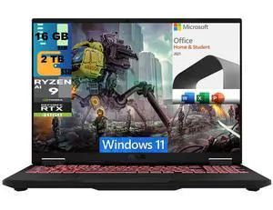 ASUS TUF A16 Gaming, 16" 165Hz Display, AMD Ryzen AI 9 HX 370 12 Cores Processor, RTX 4060 8GB GDDR6 Graphics, 16GB  DDR4  2TB PCIe SSD, Wi-Fi 6E, Windows 11 Home,Microsoft Office License