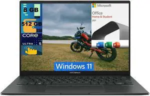 ASUS ZenBook 14 Pro OLED Business Laptop, 14" FHD+ Touchscreen, Intel Core Ultra 5 125H Processor, Intel Graphics, 8GB  DDR4  512GB  PCIe SSD, FHD Webcam, Windows 11 Home,Microsoft Office License