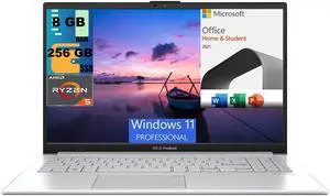 ASUS Vivobook 15 Laptop, 15.6" FHD Display, AMD Ryzen 5 7520U 4 cores Processor, AMD Radeon Graphics, 8GB  DDR4  256GB  PCIe SSD, WI-FI 5, Windows 11 Pro,Microsoft Office License