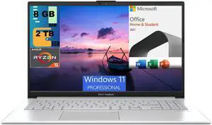 ASUS Vivobook 15 Laptop, 15.6" FHD Display, AMD Ryzen 5 7520U 4 cores Processor, AMD Radeon Graphics, 8GB  DDR4  2TB PCIe SSD, WI-FI 5, Windows 11 Pro,Microsoft Office License