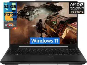 ASUS TUF A16 Gaming Laptop, 16" 165Hz WUXGA Display, AMD Ryzen 7 7735HS 8 cores Processor, AMD Radeon RX 7700S 8GB Graphic, 32GB DDR5 512GB PCIe SSD, Wi-Fi 6, Bluetooth, Windows 11 ASUS TUF A16 Gaming Laptop, 16" 165Hz WUXGA Display, AMD Ryzen 7 7735HS 8 cores Processor, AMD Radeon RX 7700S 8GB Graphic, 32GB DDR5 512GB PCIe SSD, Wi-Fi 6, Bluetooth, Windows 11
