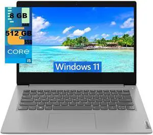 Lenovo Ideapad 3i 14 Laptop, 14" Full HD (1920 x 1080) Display, Intel Core i5-1135G7 4 Cores Processor, Intel Iris Xe Graphics, 8GB DDR4  512GB PCIe SSD, Webcam, Wi-Fi 6, Windows 11