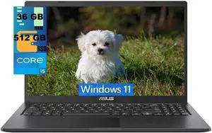 ASUS Vivobook 15 Laptop, 15.6" FHD (1920 x 1080) Display, Intel Core i5-1135G7 4 Cores Processor, Intel Iris Xe Graphics, 36GB DDR4  512GB PCIe SSD, WiFi, Bluetooth, Windows 11