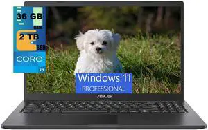 ASUS Vivobook 15 Laptop, 15.6" FHD (1920 x 1080) Display, Intel Core i5-1135G7 4 Cores Processor, Intel Iris Xe Graphics, 36GB DDR4  2TB PCIe SSD, WiFi, Bluetooth, Windows 11 Pro
