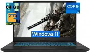 MSI Crosshair 17 Gaming Laptop, 17.3" Full HD (1920x1080) Display, Intel Core i7-11800H Octa Core Processor, Nvidia RTX 3050 Ti 4GB GDDR6, 64GB DDR4  2TB PCIe SSD, Backlit Keyboard, Windows 11
