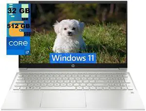 HP Pavilion 15 Laptop, 15.6" FHD (1920 x 1080) Display, Intel Core i7-1165G7 4 Cores Processor, Intel Iris Xe Graphics, 32GB DDR4  512GB PCIe SSD, Wi-Fi 6 and Bluetooth, Windows 11