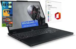 Lenovo Legion 5 15 Gaming Laptop, 15.1" WQXGA Display, AMD Ryzen 7 260 8 cores Processor, NVIDIA GeForce RTX 5060 8GB GDDR7, 32GB DDR5  4TB  PCIe SSD, RGB Backlit, Windows 11 Pro ,Office 2024 License