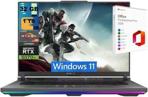 ASUS ROG Strix G16 Gaming Laptop, 16" Quad HD 2.5K 240Hz, AMD Ryzen 9 9955HX 16 Cores Processor, NVIDIA GeForce RTX 5070 Ti 12 GB, 32GB DDR5  1TB PCIe SSD, Windows 11 ,Office 2024 License