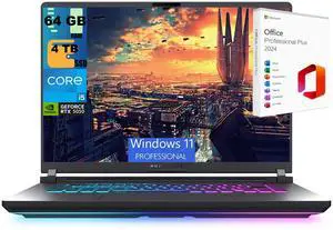 ASUS ROG Strix G16 Gaming Laptop, 16" FHD+ 165Hz Display, Intel Core i5-13450HX 10 Cores Processor, GeForce RTX 5050 8GB GDDR7, 64GB DDR5  4TB PCIe SSD, Wi-Fi 7, Windows 11 Pro ,Office 2024 License