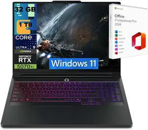 Lenovo Legion Pro 7i 16 Gaming Laptop, 16" 2.5K WQXGA OLED Display, Intel Core Ultra 9 275HX 24 Cores Processor, RTX 5070 Ti 12 GB, 32GB DDR5  1TB PCIe SSD,Windows 11 ,Office 2024 License