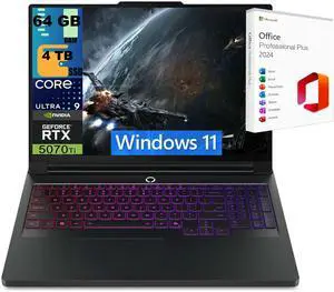 Lenovo Legion Pro 7i 16 Gaming Laptop, 16" 2.5K WQXGA OLED Display, Intel Core Ultra 9 275HX 24 Cores Processor, RTX 5070 Ti 12 GB, 64GB DDR5  4TB PCIe SSD,Windows 11 ,Office 2024 License