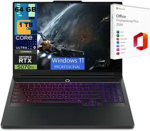 Lenovo Legion Pro 7i 16 Gaming Laptop, 16" 2.5K WQXGA OLED Display, Intel Core Ultra 9 275HX 24 Cores Processor, RTX 5070 Ti 12 GB, 64GB DDR5  1TB PCIe SSD,Windows 11 Pro ,Office 2024 License