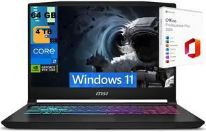 MSI Katana 15 Gaming Laptop, 15.6" 165Hz QHD, Intel Core i7-14650HX 16 cores Processor, NVIDIA Geforce RTX 5060 8GB GDDR7, 64GB DDR5  4TB PCIe SSD, RGB Keyboard, Windows 11 ,Office 2024 License