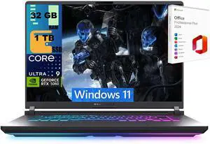 ASUS ROG Strix G16 Gaming Laptop, 16" 2.5K 240Hz, Intel Core Ultra 9 275HX 24 Cores Processor, NVIDIA GeForce RTX 5060 8GB GDDR7, 32GB DDR5  1TB PCIe SSD, Wi-Fi 7, Windows 11 ,Office 2024 License