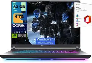 ASUS ROG Strix G16 Gaming Laptop, 16" 2.5K 240Hz, Intel Core Ultra 9 275HX 24 Cores Processor, NVIDIA GeForce RTX 5060 8GB GDDR7, 32GB DDR5  4TB  PCIe SSD, Wi-Fi 7, Windows 11 Pro ,Office 2024 License