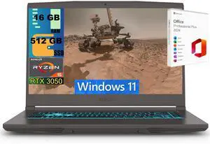 MSI Thin A15 Gaming Laptop, 15.6" FHD 144Hz, AMD Ryzen 5 7535HS 6 Cores Processor, NVIDIA GeForce RTX 3050 4GB GDDR6, 16GB DDR5 512GB PCIe SSD, WiFi 6E, Windows 11 ,Office 2024 License MSI Thin A15 Gaming Laptop, 15.6" FHD 144Hz, AMD Ryzen 5 7535HS 6 Cores Processor, NVIDIA GeForce RTX 3050 4GB GDDR6, 16GB DDR5 512GB PCIe SSD, WiFi 6E, Windows 11 ,Office 2024 License