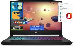 MSI Katana A15 AI Gaming Laptop, 15.6" FHD 144Hz, AMD Ryzen 7 8845HS Octa-core Processor, NVIDIA GeForce RTX 4060 8GB Graphic, 32GB DDR5  2TB PCIe SSD, RGB Backlit, Windows 11 Pro ,Office 2024 License