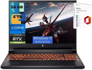 Acer Nitro V 16 Gaming Laptop, 16" WQXGA 180Hz Display, Intel Core i7-14650HX 16 Cores Processor, NVIDIA GeForce RTX 4060 8 GB GDDR6, 64GB DDR5  4TB PCIe SSD, Windows 11 Pro ,Office 2024 License