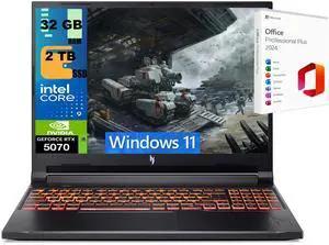 Acer Nitro V 16 Gaming Laptop, 16" WUXGA 180Hz Display, Intel Core 9 270H 14-Cores Processor, NVIDIA GeForce RTX 5070 8 GB GDDR7, 32GB DDR5  2TB PCIe SSD, Wi-Fi 6, Windows 11 ,Office 2024 License