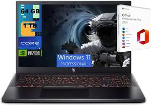 Acer Nitro V 15 Gaming Laptop, 15.6" FHD 165Hz, Intel Core i9-13900H 14-Cores Processor, NVIDIA GeForce RTX 5060 8 GB GDDR7, 64GB DDR5  1TB PCIe SSD, Wi-Fi 6, Windows 11 Pro ,Office 2024 License
