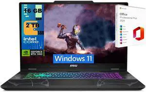 MSI Cyborg 17 Gaming Laptop, 17.3" FHD 144Hz, Intel Core 7-240H 10-Cores Processor, NVIDIA GeForce RTX 5060 8 GB GDDR7, 16GB DDR5 2TB PCIe SSD, Wi-Fi 6E, Windows 11 ,Office 2024 License MSI Cyborg 17 Gaming Laptop, 17.3" FHD 144Hz, Intel Core 7-240H 10-Cores Processor, NVIDIA GeForce RTX 5060 8 GB GDDR7, 16GB DDR5 2TB PCIe SSD, Wi-Fi 6E, Windows 11 ,Office 2024 License