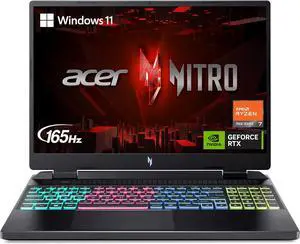 Acer Nitro 16 Gaming Laptop, 16" WUXGA 165Hz, AMD Ryzen 7 7840HS Octa-Core Processor, NVIDIA GeForce RTX 4050 6 GB, 64GB DDR5  2TB PCIe SSD, RGB Backlit KB, Windows 11 Pro ,Office 2024 License