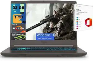 MSI Thin A15 Gaming Laptop, 15.6" FHD 144Hz, AMD Ryzen 7 7735HS 8 Cores Processor, NVIDIA GeForce RTX 4050 6GB GDDR6, 32GB DDR5  1TB PCIe SSD, Cooler Boost 5, Windows 11 Pro ,Office 2024 License