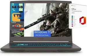 MSI Thin A15 Gaming Laptop, 15.6" FHD 144Hz, AMD Ryzen 7 7735HS 8 Cores Processor, NVIDIA GeForce RTX 4050 6GB GDDR6, 64GB DDR5  1TB PCIe SSD, Cooler Boost 5, Windows 11 Pro ,Office 2024 License