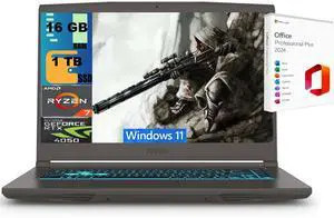 MSI Thin A15 Gaming Laptop, 15.6" FHD 144Hz, AMD Ryzen 7 7735HS 8 Cores Processor, NVIDIA GeForce RTX 4050 6GB GDDR6, 16GB DDR5  1TB PCIe SSD, Cooler Boost 5, Windows 11 ,Office 2024 License