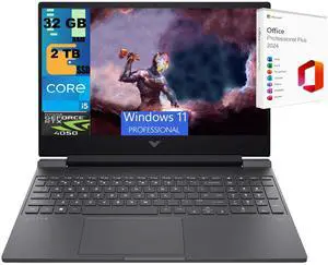 HP Victus 15 Gaming Laptop, 15.6" FHD 144Hz, Intel Core i5-13420H 8-core Processor, NVIDIA GeForce RTX 4050 6GB Graphic, 32GB DDR5  2TB PCIe SSD, Backlit KB, Windows 11 Pro ,Office 2024 License
