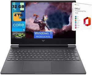HP Victus 15 Gaming Laptop, 15.6" FHD 144Hz, Intel Core i5-13420H 8-core Processor, NVIDIA GeForce RTX 4050 6GB Graphic, 32GB DDR5  4TB  PCIe SSD, Backlit KB, Windows 11 Pro ,Office 2024 License