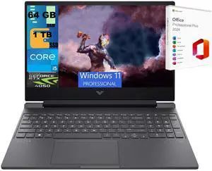HP Victus 15 Gaming Laptop, 15.6" FHD 144Hz, Intel Core i5-13420H 8-core Processor, NVIDIA GeForce RTX 4050 6GB Graphic, 64GB DDR5  1TB PCIe SSD, Backlit KB, Windows 11 Pro ,Office 2024 License