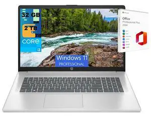 HP 17 Laptop, 17.3" FHD (1920 x 1080) Display, Intel Core i3-1215U 6 Cores Processor, Intel UHD Graphics, 32GB DDR4  2TB PCIe SSD, Webcam, Wi-Fi, HDMI, Windows 11 Pro ,Office 2024 License