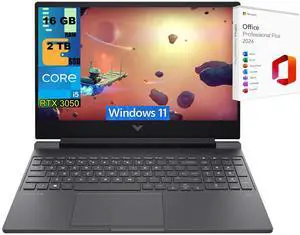 HP Victus 15 Gaming Laptop, 15.6" FHD 144Hz, Intel Core i5-13420H 8-Core Processor, NVIDIA GeForce RTX 3050 6GB GDDR6, 16GB DDR5  2TB PCIe SSD, Backlit KB, Windows 11 ,Office 2024 License