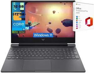 HP Victus 15 Gaming Laptop, 15.6" FHD 144Hz, Intel Core i5-13420H 8-Core Processor, NVIDIA GeForce RTX 3050 6GB GDDR6, 32GB DDR5  512GB PCIe SSD, Backlit KB, Windows 11 ,Office 2024 License