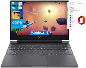 HP Victus 15 Gaming Laptop, 15.6" FHD 144Hz, Intel Core i5-13420H 8-Core Processor, NVIDIA GeForce RTX 3050 6GB GDDR6, 32GB DDR5  1TB PCIe SSD, Backlit KB, Windows 11 ,Office 2024 License