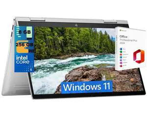 HP Envy x360 14 Laptop, 14" FHD Touchscreen, Intel Core 5 120U 10-Core Processor, Intel Graphics, 8GB  DDR4  256GB  PCIe SSD, Wi-Fi 6E, Backlit KB, Windows 11 Home ,Office 2024 License