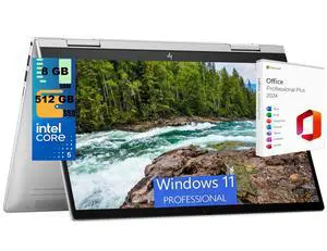 HP Envy x360 14 Laptop, 14" FHD Touchscreen, Intel Core 5 120U 10-Core Processor, Intel Graphics, 8GB  DDR4  512GB  PCIe SSD, Wi-Fi 6E, Backlit KB, Windows 11 Pro ,Office 2024 License
