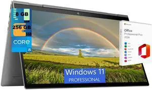 HP Envy x360 15 Laptop, 15.6" FHD Touchscreen, Intel Core i5-1335U 10-Core Processor, Intel Iris Xe Graphics, 8GB  DDR4  256GB  PCIe SSD, BT 5.3, Backlit KB, Windows 11 Pro ,Office 2024 License