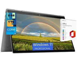HP Envy x360 15 Laptop, 15.6" FHD Touchscreen, Intel Core i5-1335U 10-Core Processor, Intel Iris Xe Graphics, 8GB DDR4  1TB PCIe SSD, BT 5.3, Backlit KB, Windows 11 Pro ,Office 2024 License