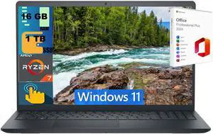 Dell Inspiron 15 Laptop, 15.6" Full HD Touchscreen, AMD Ryzen 7 7730U Octa-Core Processor, AMD Radeon Graphics, 16GB DDR4  1TB PCIe SSD, Wi-Fi 5 + Bluetooth 5, Windows 11 ,Office 2024 License