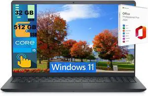 Dell Inspiron 15 Laptop, 15.6" Full HD Touchscreen, Intel Core i5-1155G7 4 Core Processor, Intel UHD Graphics, 32GB DDR4  512GB PCIe SSD, Wi-Fi 5 and Bluetooth, Windows 11 ,Office 2024 License