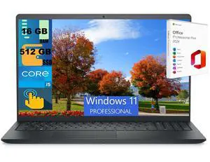 Dell Inspiron 15 Laptop, 15.6" Full HD Touchscreen, Intel Core i5-1155G7 4 Core Processor, Intel UHD Graphics, 16GB DDR4  512GB PCIe SSD, Wi-Fi 5 and Bluetooth, Windows 11 Pro ,Office 2024 License