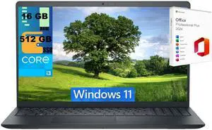 Dell Inspiron 15 Laptop, 15.6" FHD (1920 x 1080) Display, Intel Core i3-1215U 6 Cores Processor, Intel UHD Graphics, 16GB DDR4  512GB PCIe SSD, Wi-Fi and Bluetooth, Windows 11 ,Office 2024 License